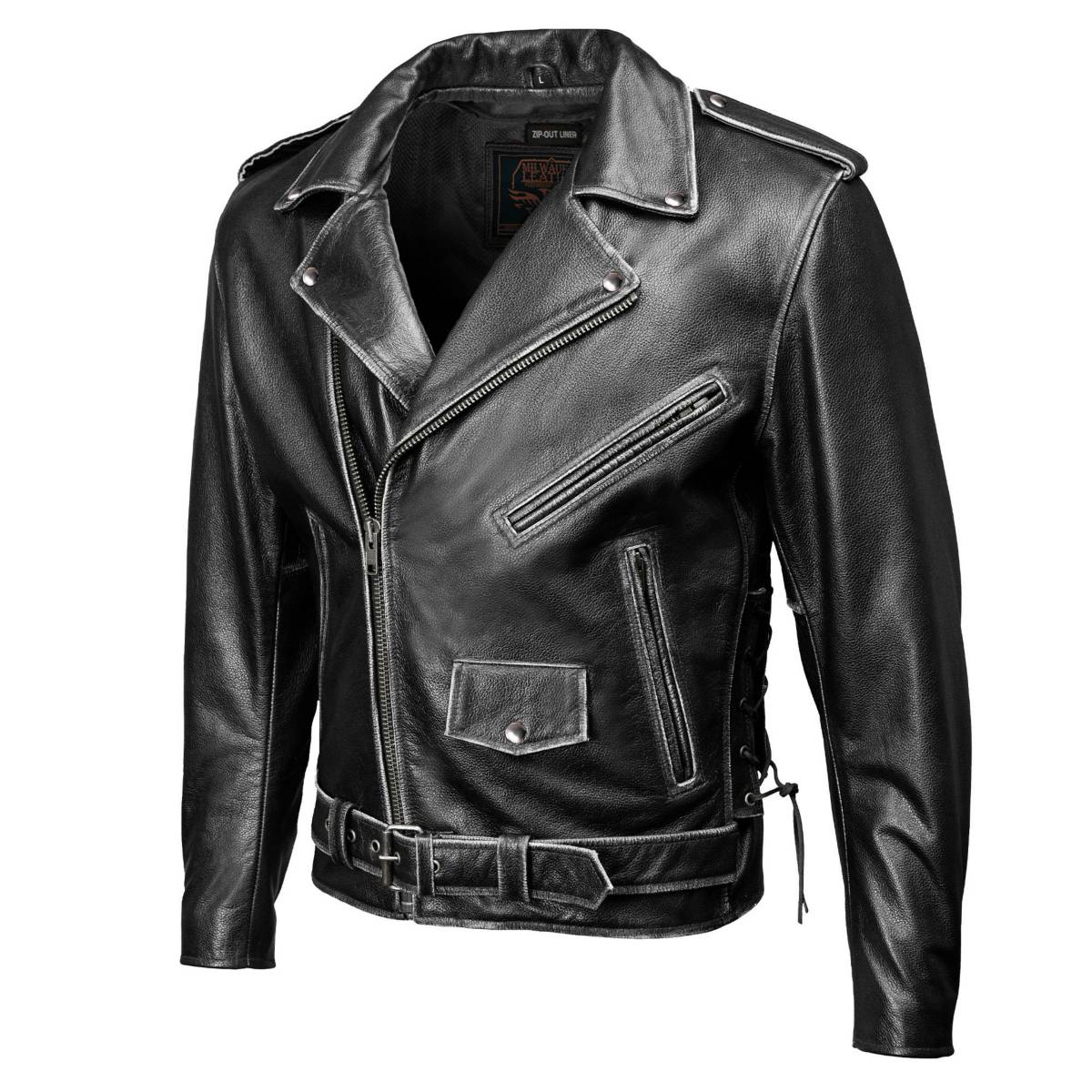 Milwaukee Leather Men's Live to Ride Classic Black Premium Leather CE Armored Motorcycle Jacket - Side Lace - LKM1706 - Image 17