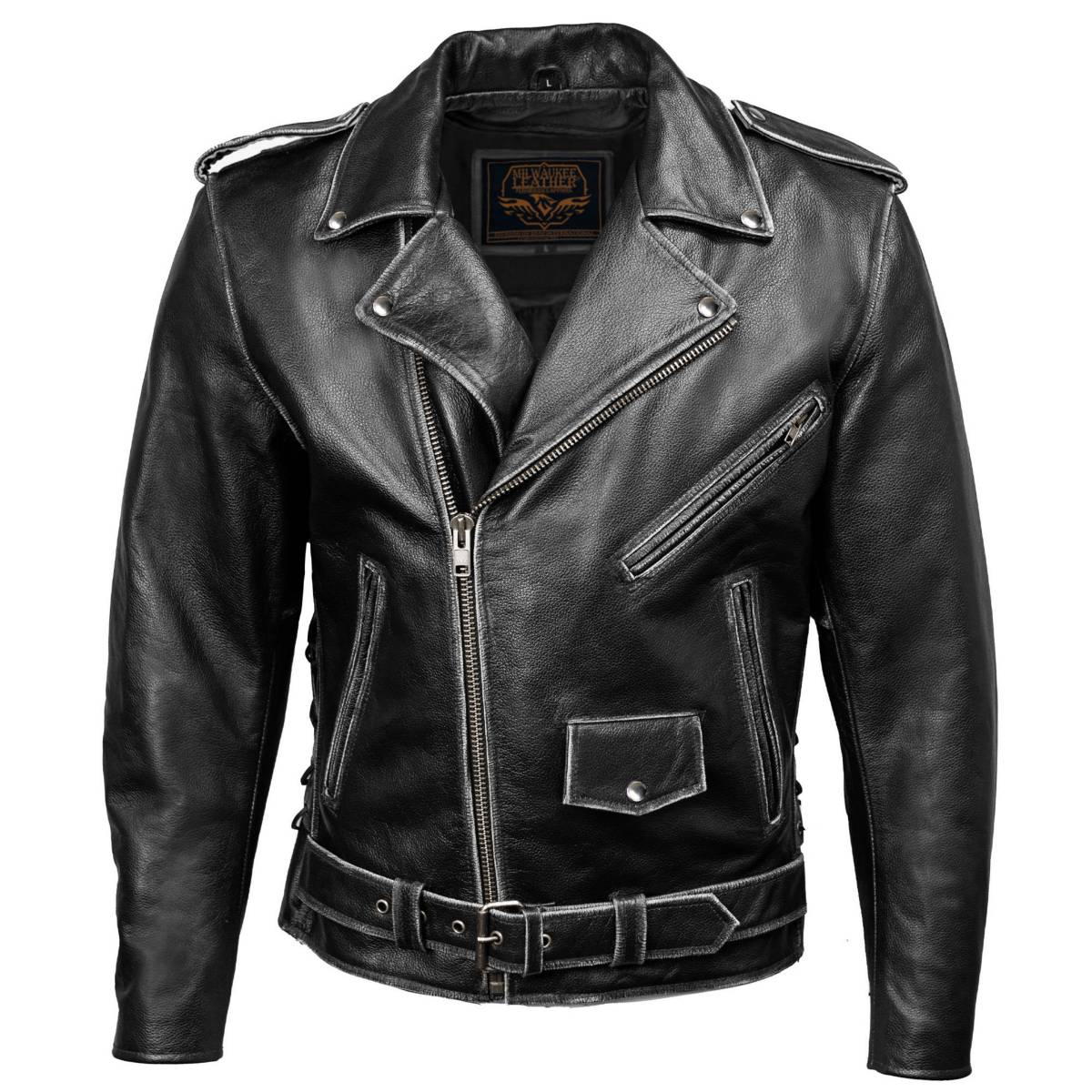 Milwaukee Leather Men's Live to Ride Classic Black Premium Leather CE Armored Motorcycle Jacket - Side Lace - LKM1706 - Image 19