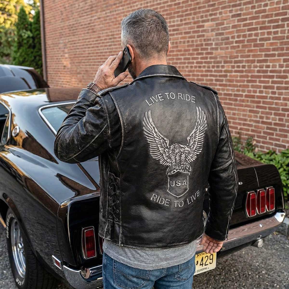 Milwaukee Leather Men's Live to Ride Classic Black Premium Leather CE Armored Motorcycle Jacket - Side Lace - LKM1706 - Image 7