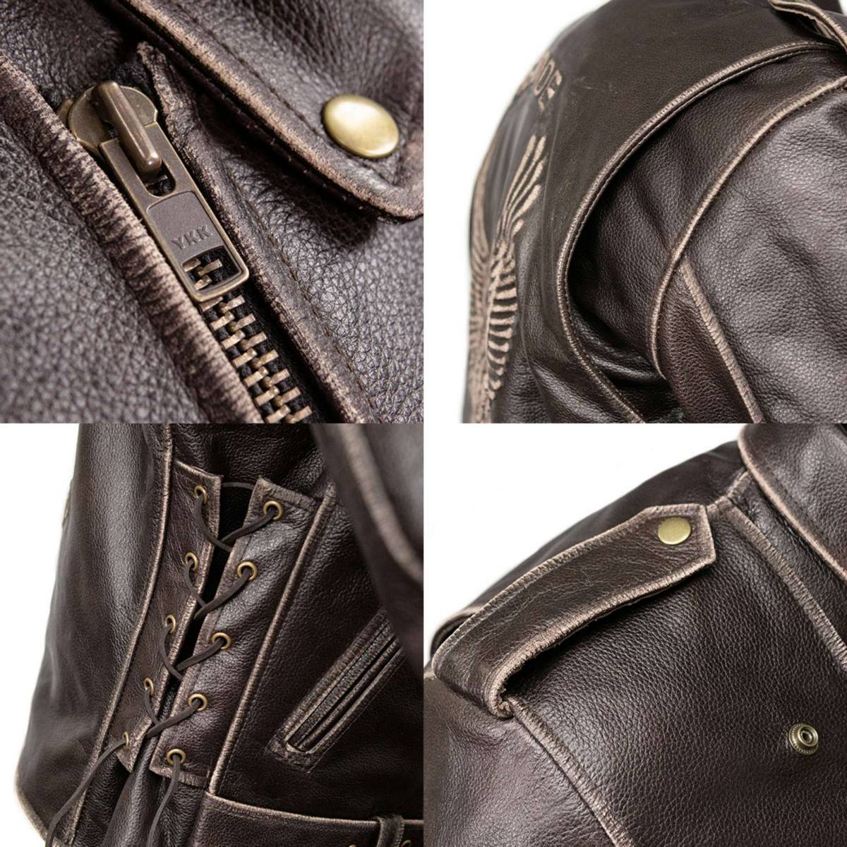 Milwaukee Leather Men's Live to Ride Classic Retro Brown Premium Leather CE Armored Motorcycle Jacket - Side Lace - LKM1707 - Image 10