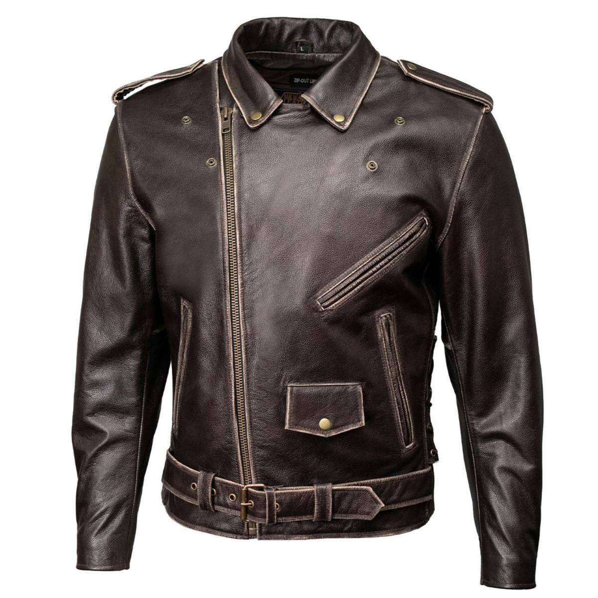 Milwaukee Leather Men's Live to Ride Classic Retro Brown Premium Leather CE Armored Motorcycle Jacket - Side Lace - LKM1707 - Image 11