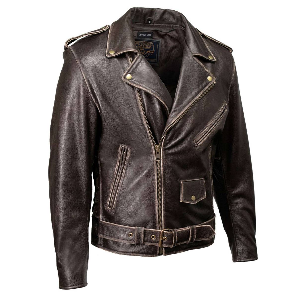 Milwaukee Leather Men's Live to Ride Classic Retro Brown Premium Leather CE Armored Motorcycle Jacket - Side Lace - LKM1707 - Image 12