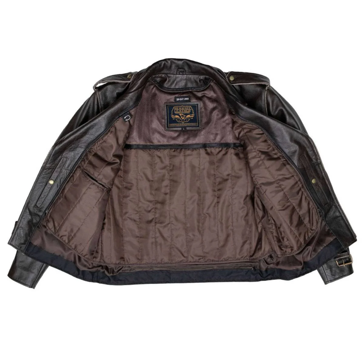 Milwaukee Leather Men's Live to Ride Classic Retro Brown Premium Leather CE Armored Motorcycle Jacket - Side Lace - LKM1707 - Image 15