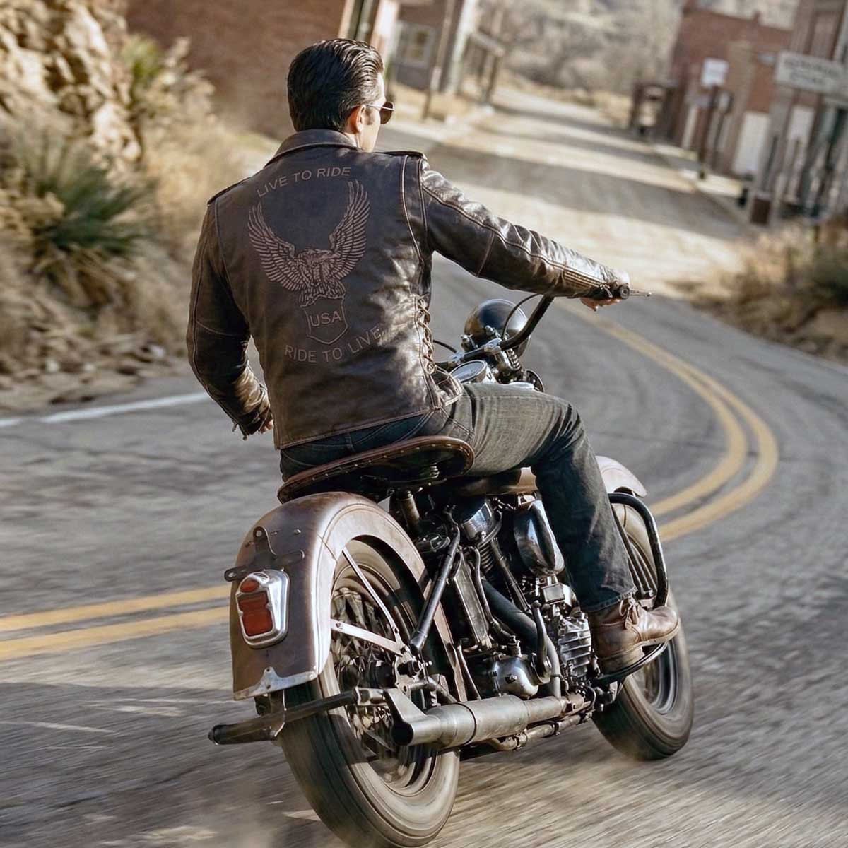 Milwaukee Leather Men's Live to Ride Classic Retro Brown Premium Leather CE Armored Motorcycle Jacket - Side Lace - LKM1707 - Image 6