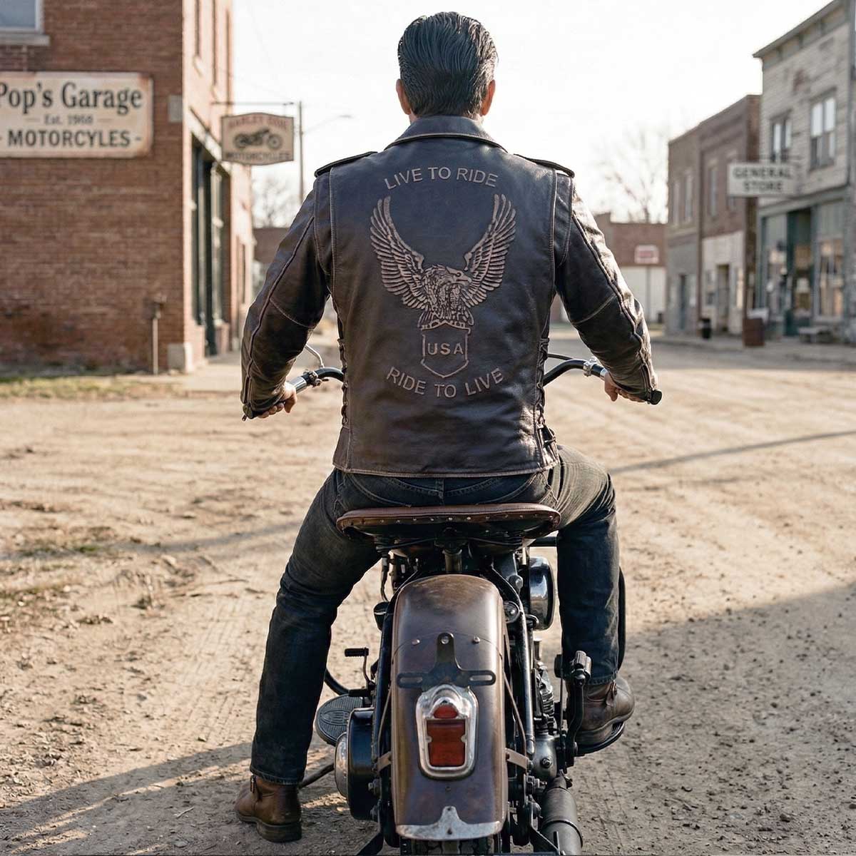 Milwaukee Leather Men's Live to Ride Classic Retro Brown Premium Leather CE Armored Motorcycle Jacket - Side Lace - LKM1707 - Image 8