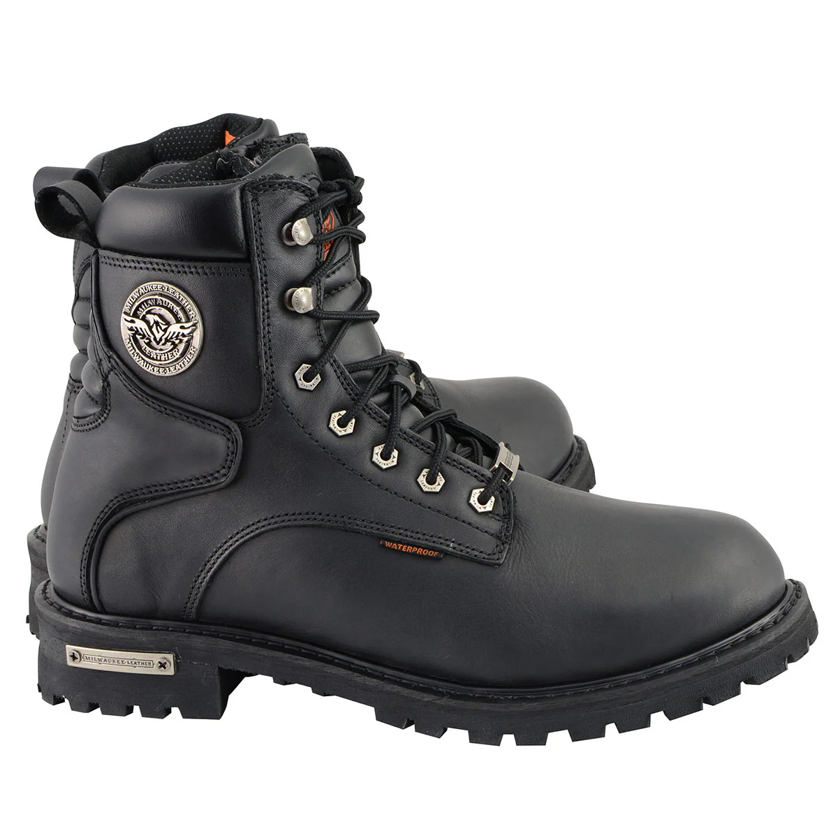 Milwaukee Leather Men's Black Leather Wide Width 6-Inch Lace-Up Logger Waterproof Motorcycle Boots MBM9096WP - Image 12