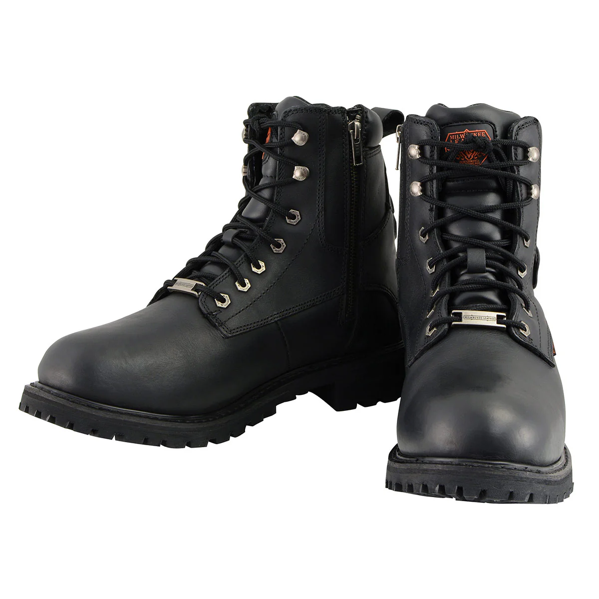 Milwaukee Leather Men's Black Leather Wide Width 6-Inch Lace-Up Logger Waterproof Motorcycle Boots MBM9096WP - Image 7
