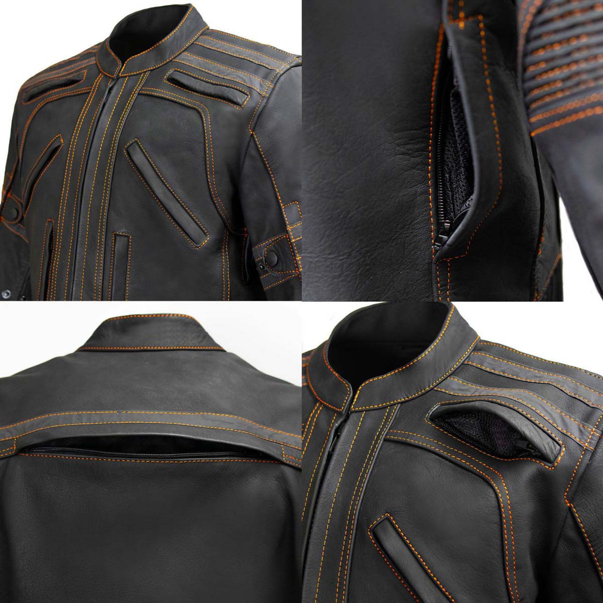 Milwaukee Leather Men's Matte Black Street CE Armored Motorcycle Vented Jacket - Reflective - LKM17012 - Image 11