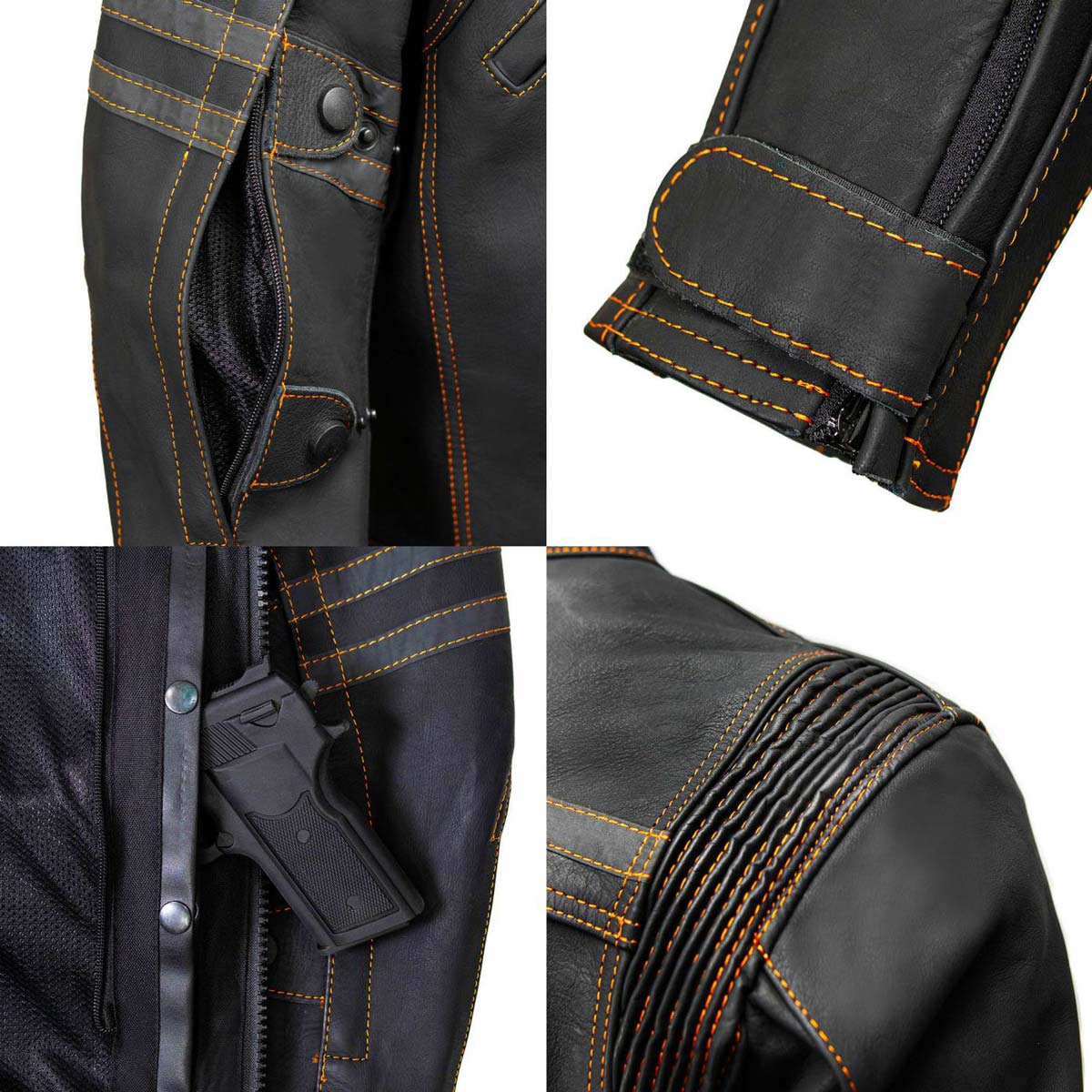 Milwaukee Leather Men's Matte Black Street CE Armored Motorcycle Vented Jacket - Reflective - LKM17012 - Image 12