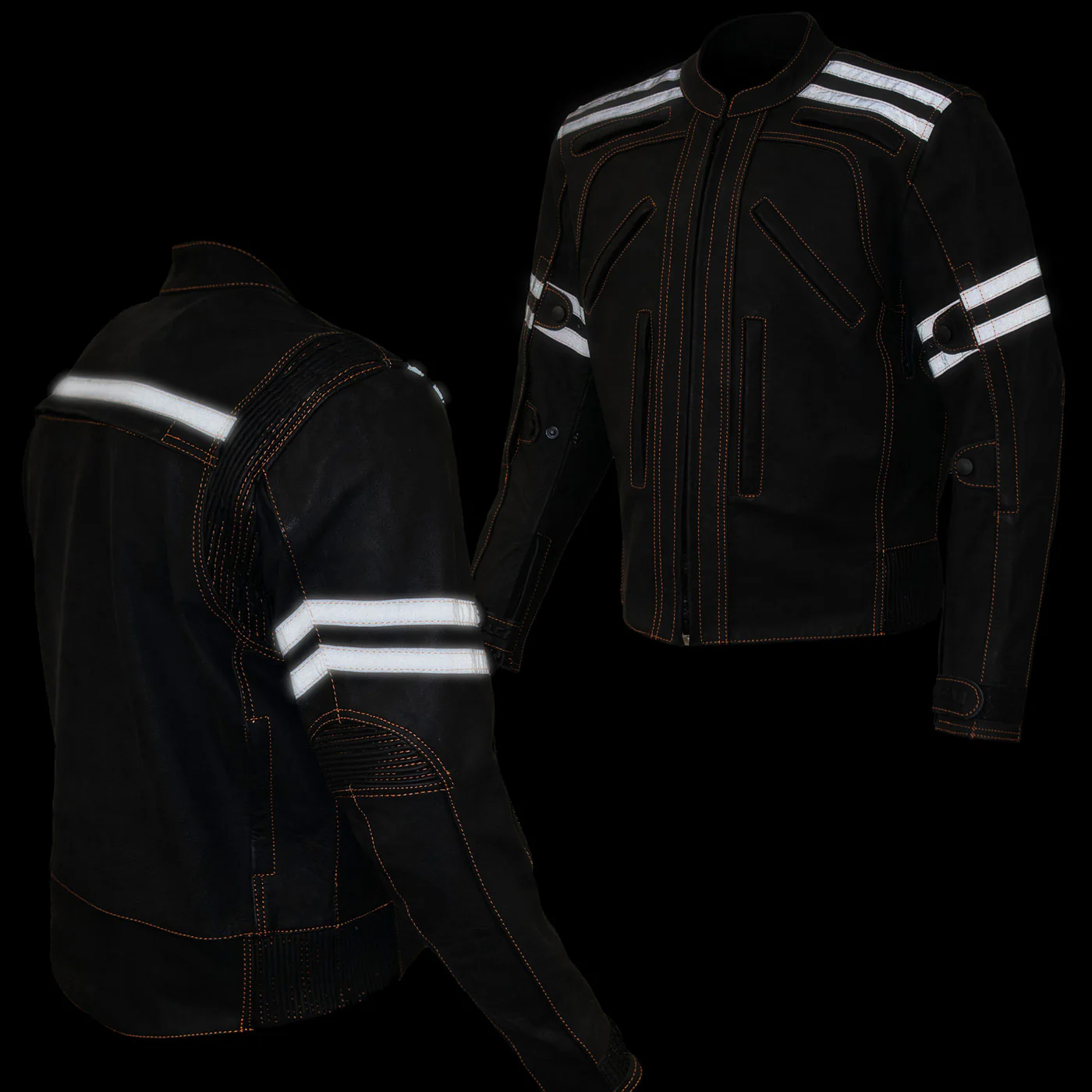 Milwaukee Leather Men's Matte Black Street CE Armored Motorcycle Vented Jacket - Reflective - LKM17012 - Image 13