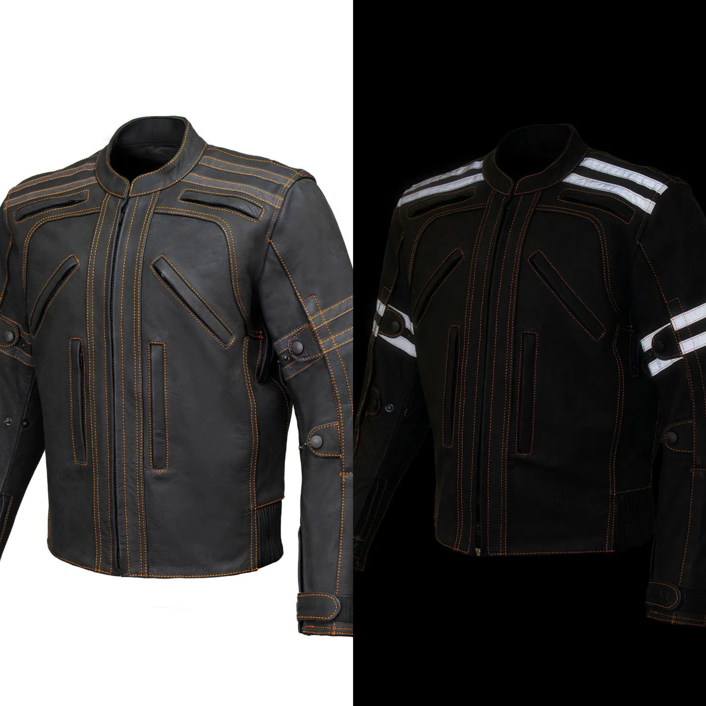 Milwaukee Leather Men's Matte Black Street CE Armored Motorcycle Vented Jacket - Reflective - LKM17012 - Image 14
