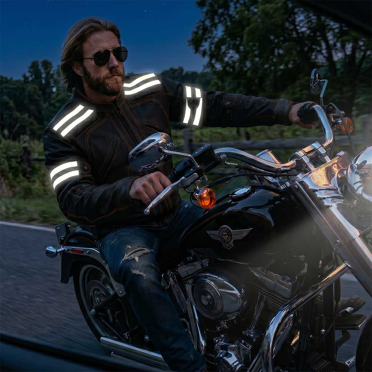 Milwaukee Leather Men's Matte Black Street CE Armored Motorcycle Vented Jacket - Reflective - LKM17012 - Image 2