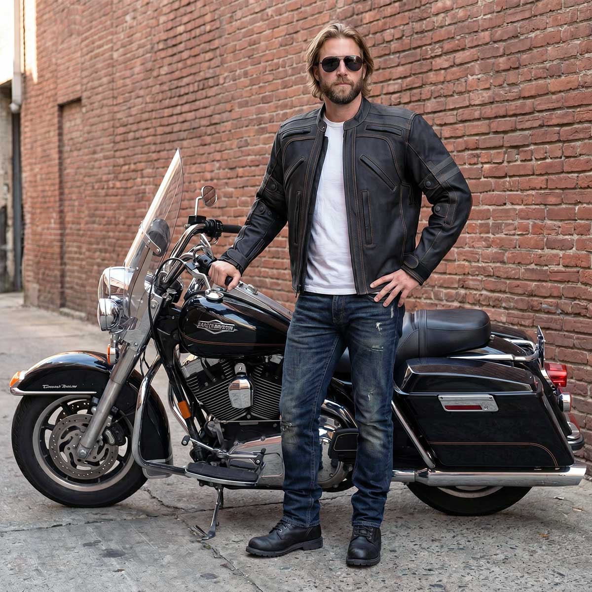 Milwaukee Leather Men's Matte Black Street CE Armored Motorcycle Vented Jacket - Reflective - LKM17012 - Image 7
