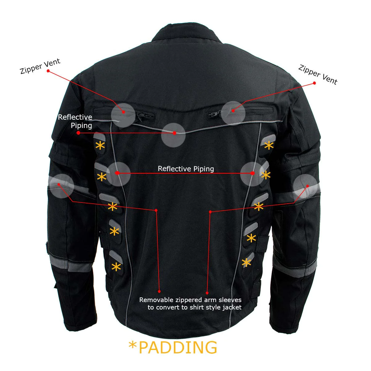 Milwaukee Leather Men's Morph Black/Grey Textile Motorcycle Jacket w/ CE Armor, Removable Sleeves - MPM17026 - Image 4