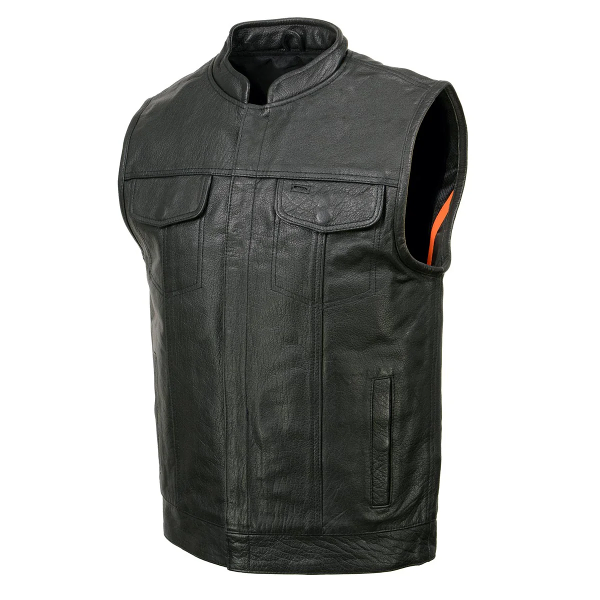 Milwaukee Leather SH2036 Men's Black Club Style' Open Neck Leather Vest - Image 11