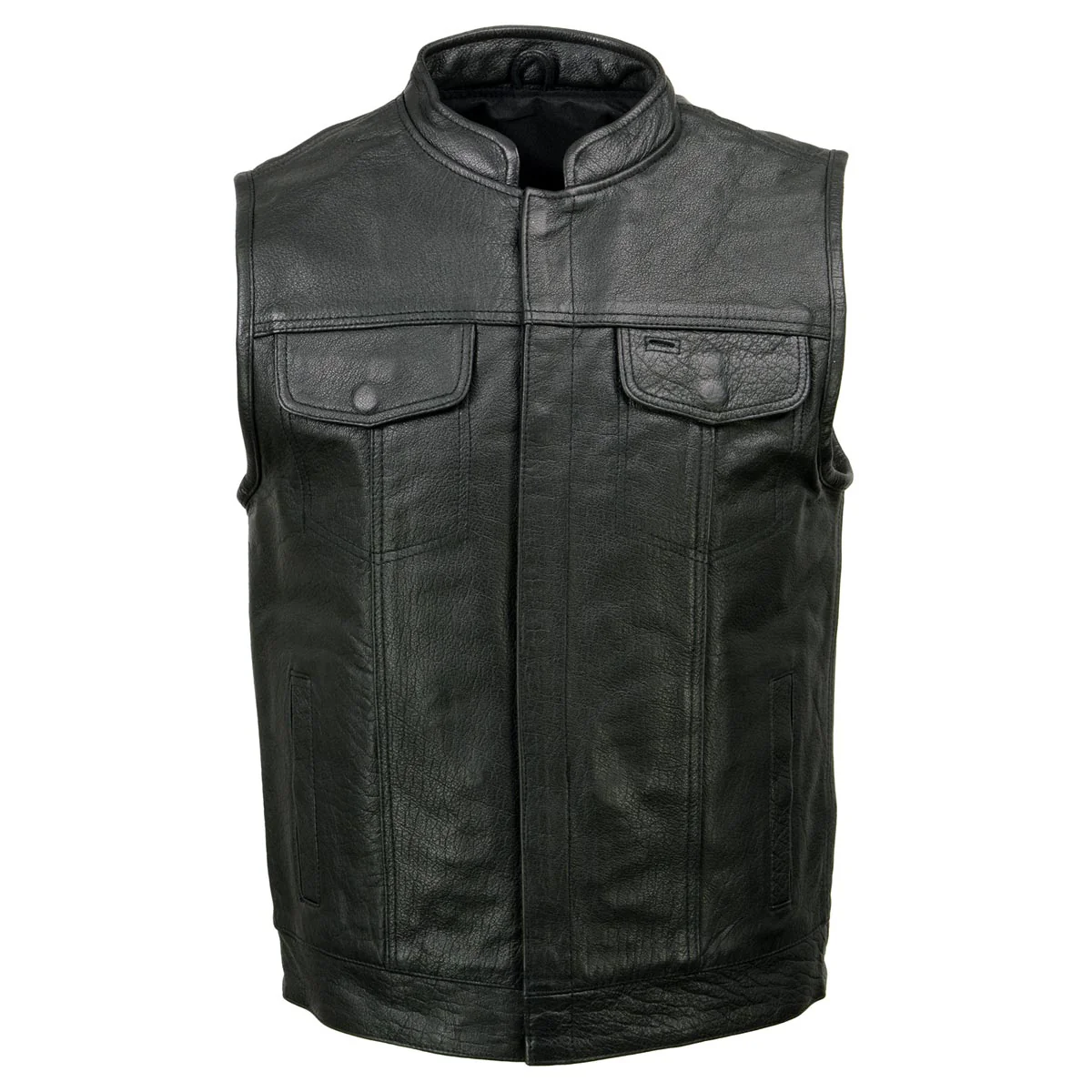 Milwaukee Leather SH2036 Men's Black Club Style' Open Neck Leather Vest - Image 12