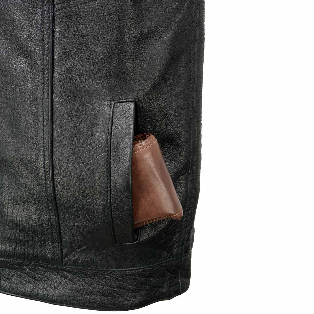 Milwaukee Leather SH2036 Men's Black Club Style' Open Neck Leather Vest - Image 8