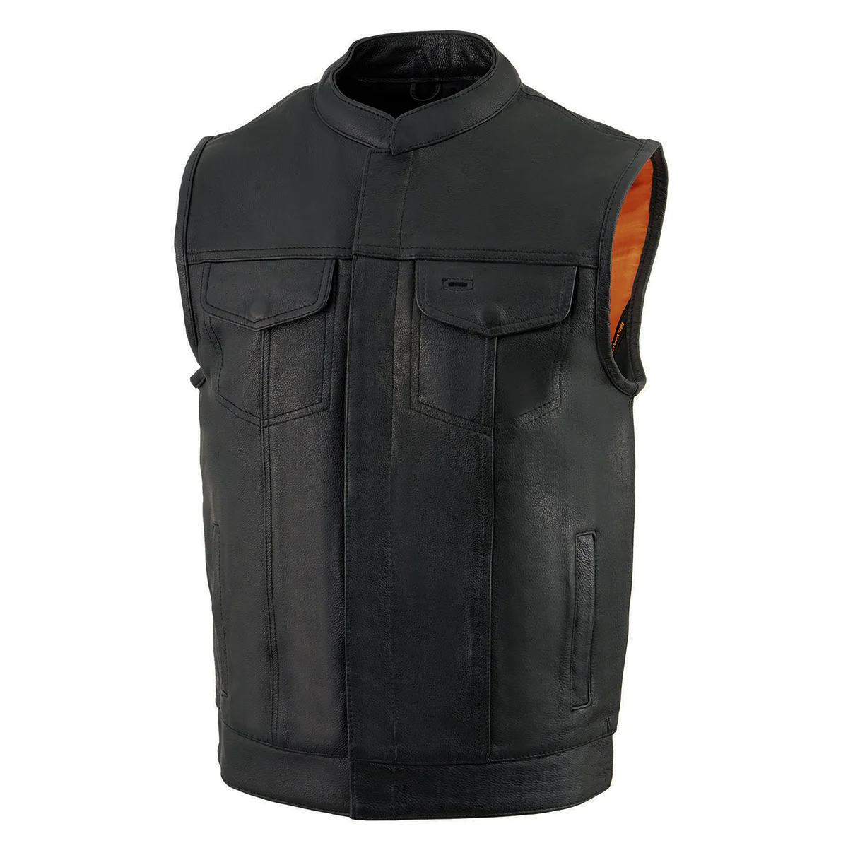 Milwaukee Leather MLM3510 Men's Black Premium Leather Club Style Vest - Dual Closure Open Neck Motorcycle Rider Vest - Image 12