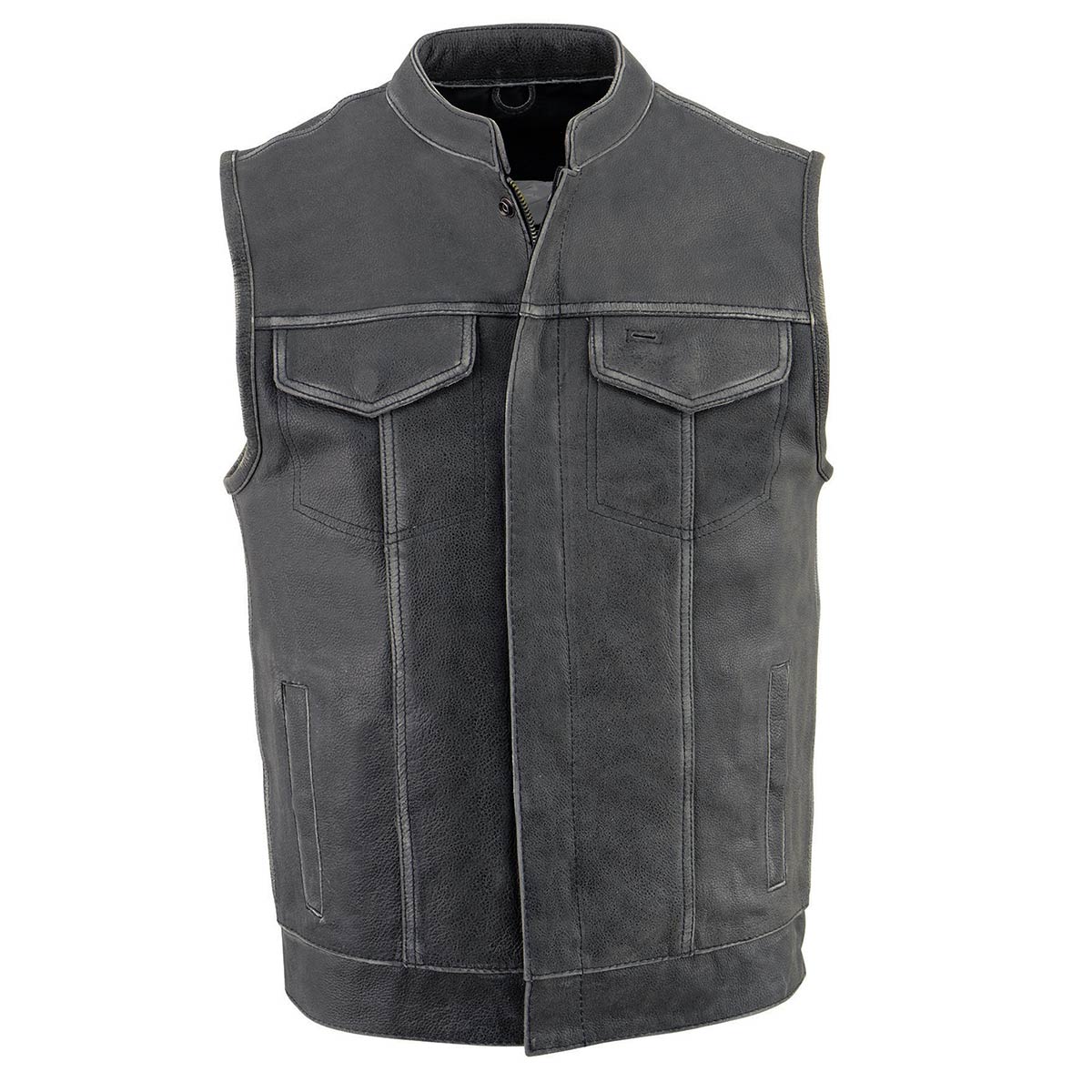 Milwaukee Leather MLM3513 Men's Premium Leather Club-Style Motorcycle Vest w/ Snaps and Zipper Closure - Image 11