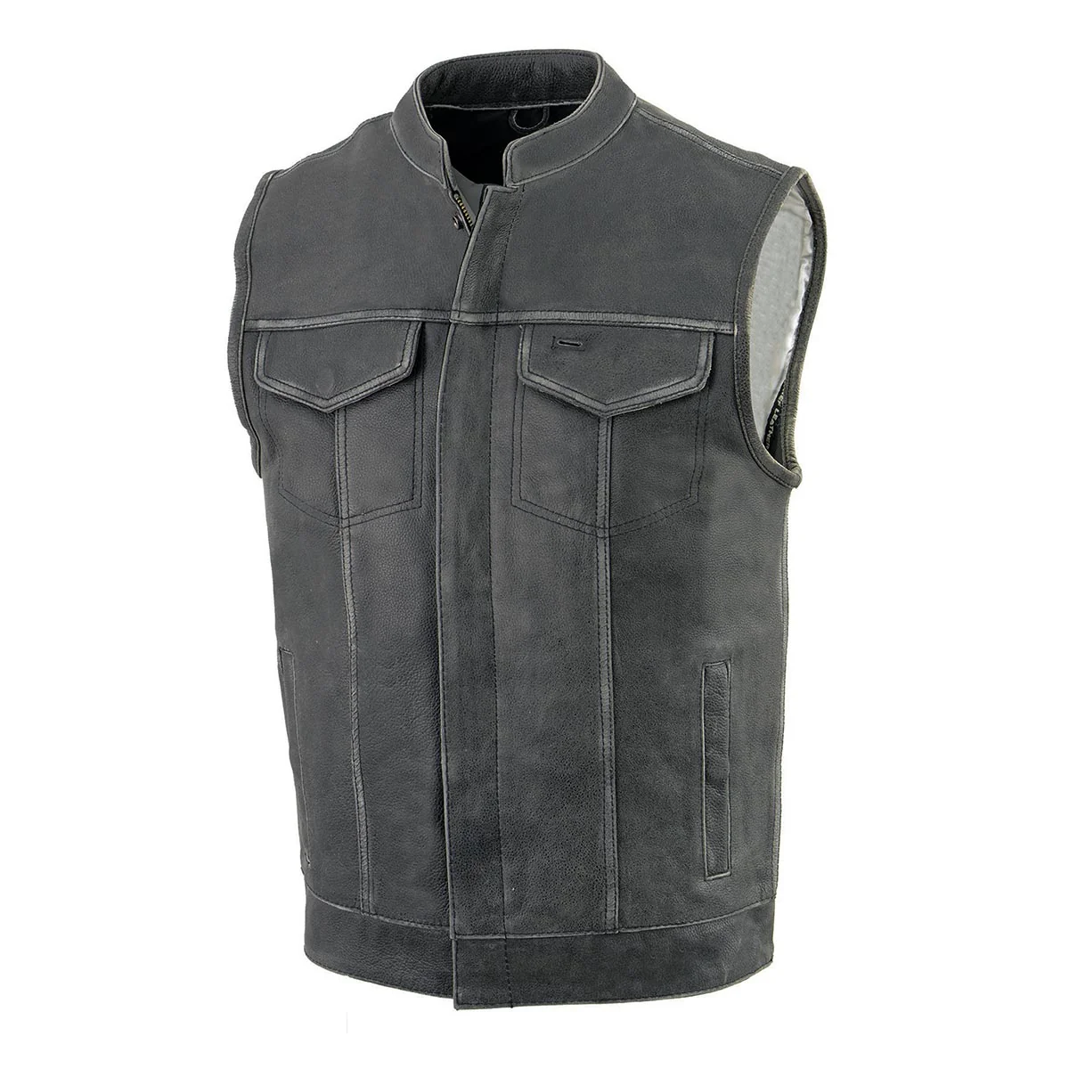 Milwaukee Leather MLM3513 Men's Premium Leather Club-Style Motorcycle Vest w/ Snaps and Zipper Closure - Image 9