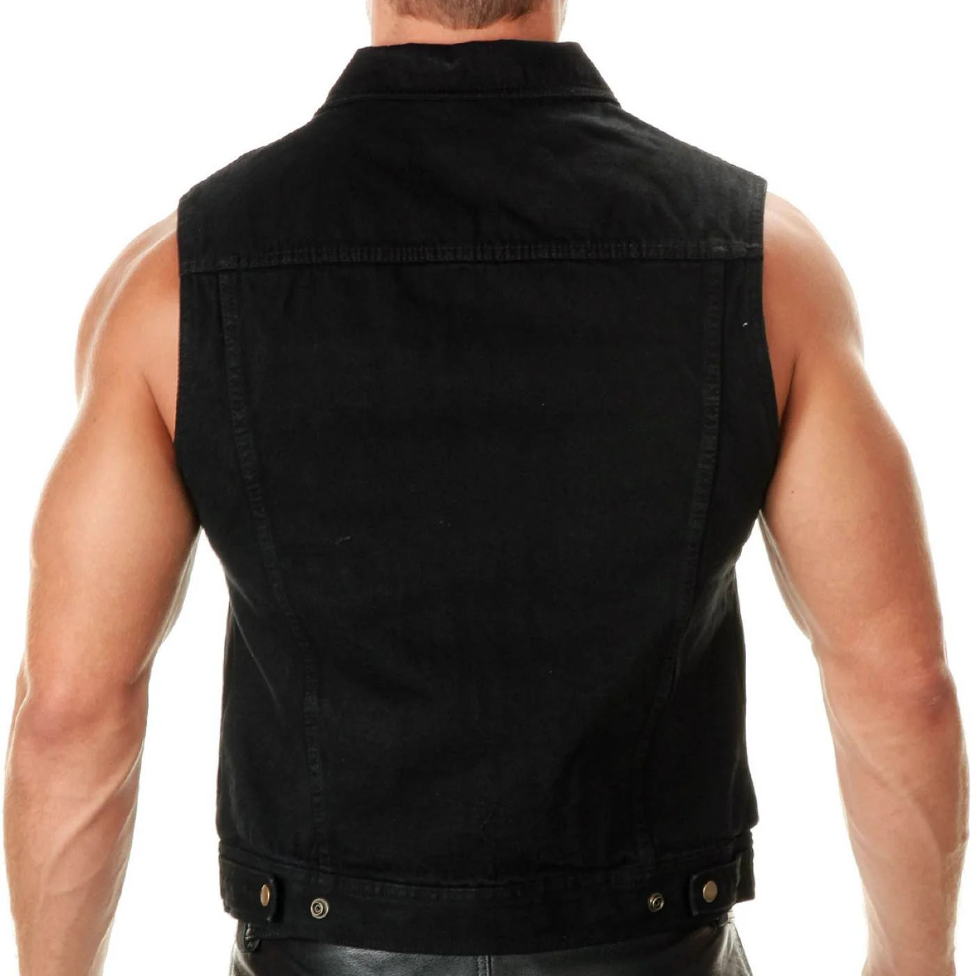 Milwaukee Leather Men's Outrider Black Denim Motorcycle Rider Vest with Shirt Collar - MDM3081 - Image 4