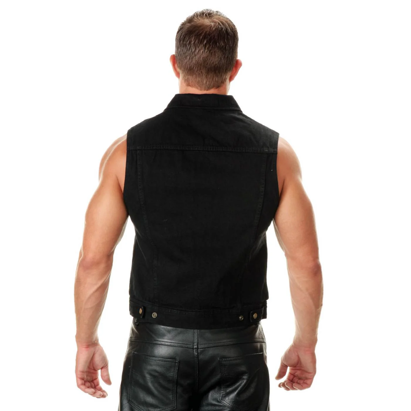 Milwaukee Leather Men's Outrider Black Denim Motorcycle Rider Vest with Shirt Collar - MDM3081 - Image 8