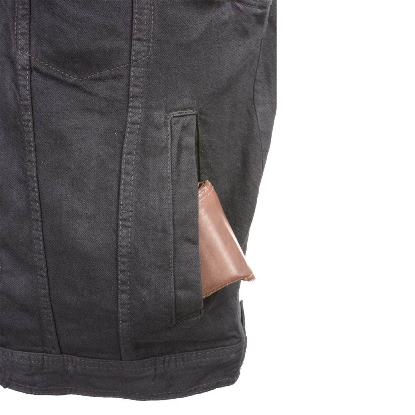 Milwaukee Leather Men's Outrider Black Denim Motorcycle Rider Vest with Shirt Collar - MDM3081 - Image 9