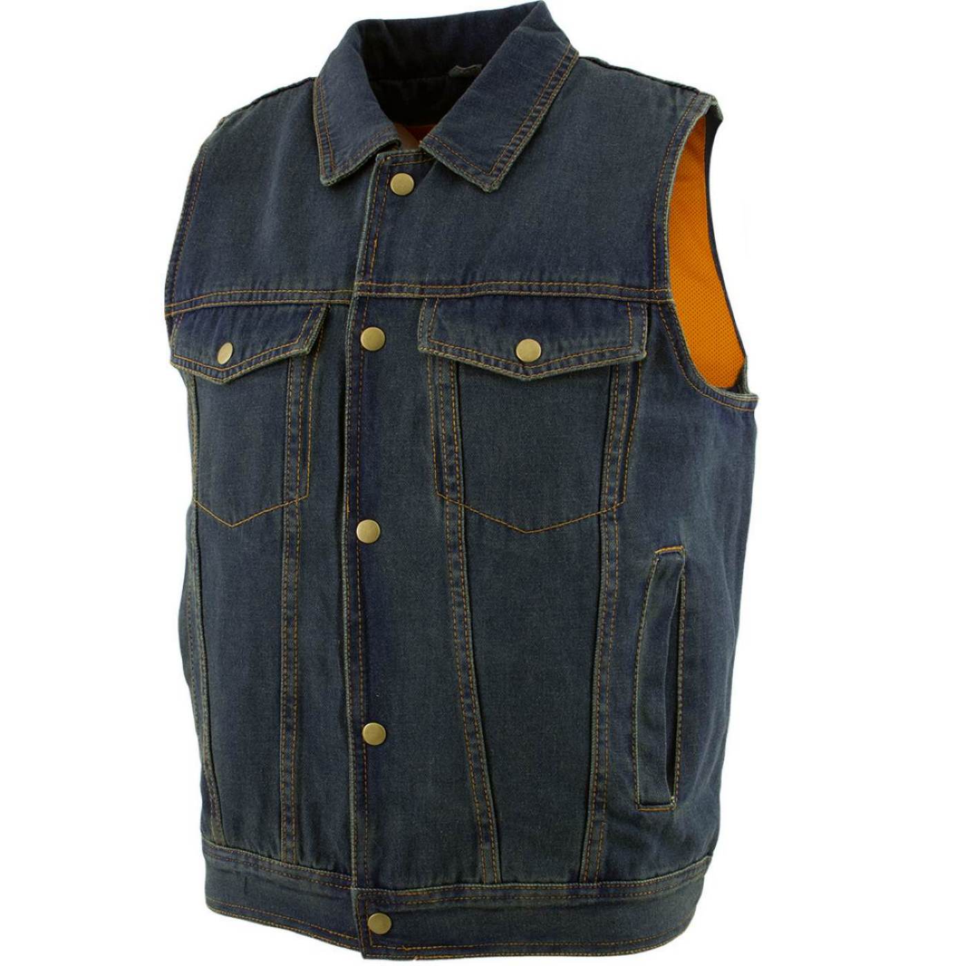 Milwaukee Leather Men's Outrider Blue Denim Motorcycle Rider Vest with Shirt Collar - MDM3080 - Image 7
