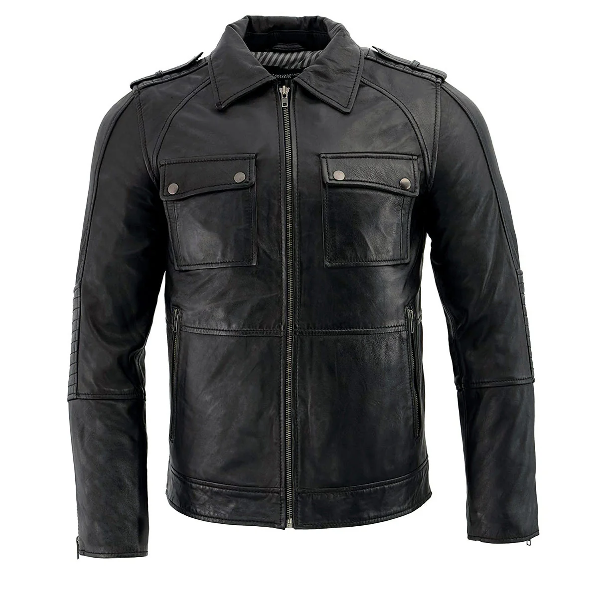 Milwaukee Leather SFM1810 Men's Black Lamsbkin Patch Pocket Leather Jacket - Image 6
