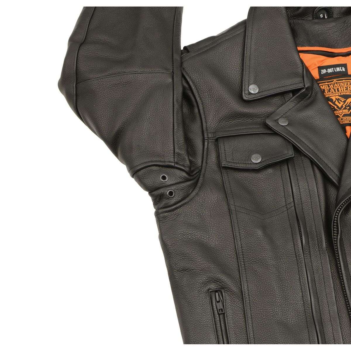 Milwaukee Leather MLM1520 Men's Pistol Pete Vented Black Leather Cruiser Jacket - Image 10