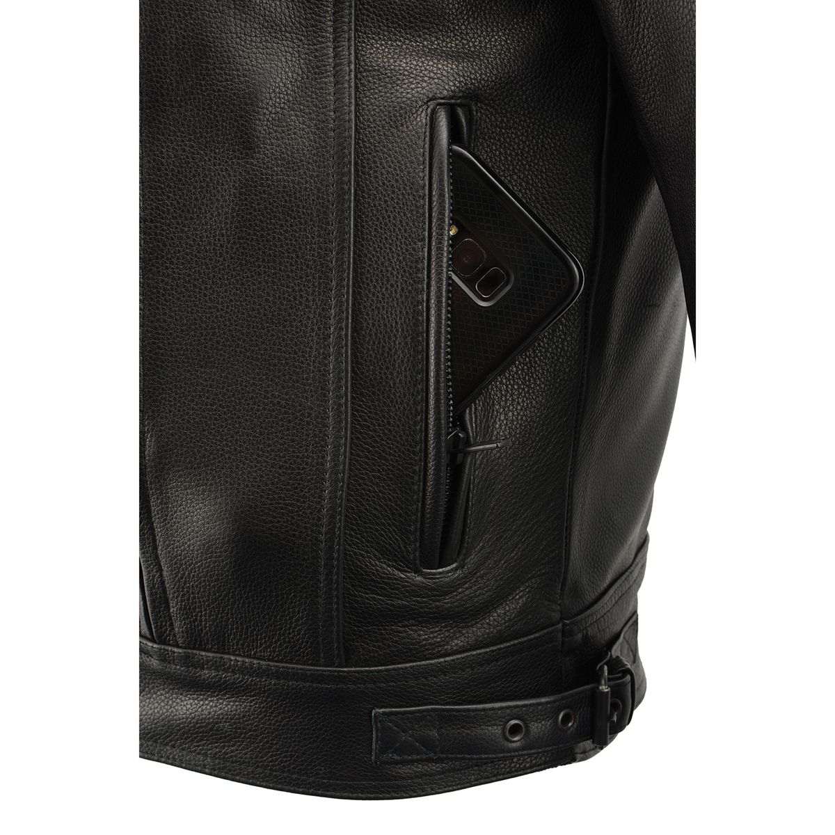 Milwaukee Leather MLM1520 Men's Pistol Pete Vented Black Leather Cruiser Jacket - Image 15