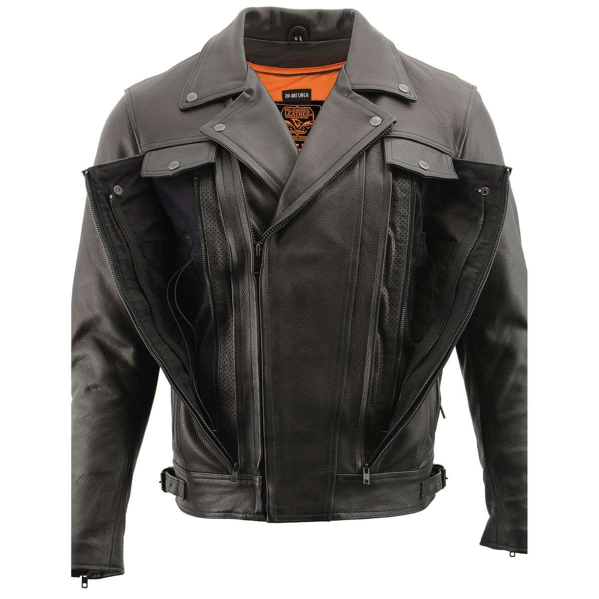 Milwaukee Leather MLM1520 Men's Pistol Pete Vented Black Leather Cruiser Jacket - Image 8