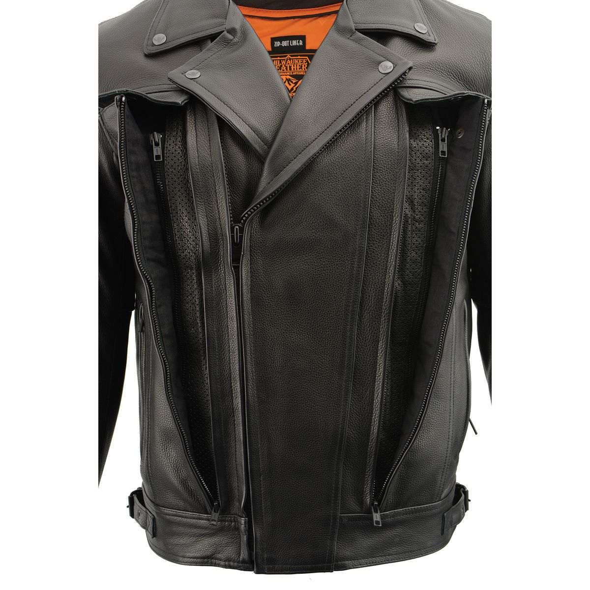 Milwaukee Leather MLM1520 Men's Pistol Pete Vented Black Leather Cruiser Jacket - Image 9