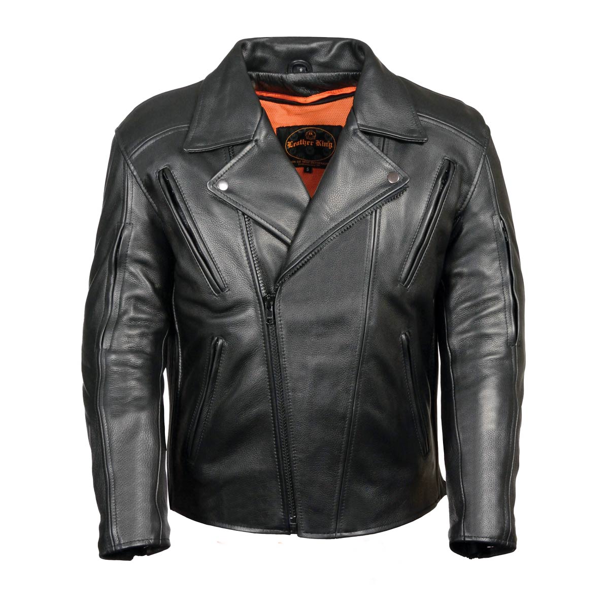 Milwaukee Leather Men's Premium Black Leather Beltless MC Style Motorcycle Jacket w/ Side Stretch - SH1057