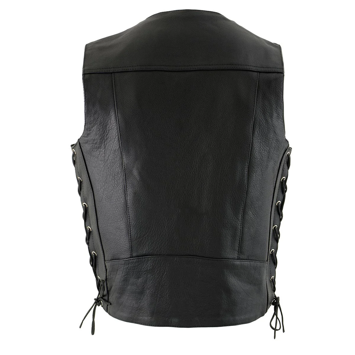 Milwaukee Leather ML1369 Men's Black Premium Leather Side Lace Motorcycle Rider Vest w/ Buffalo Nickel Snaps Closure - Image 2