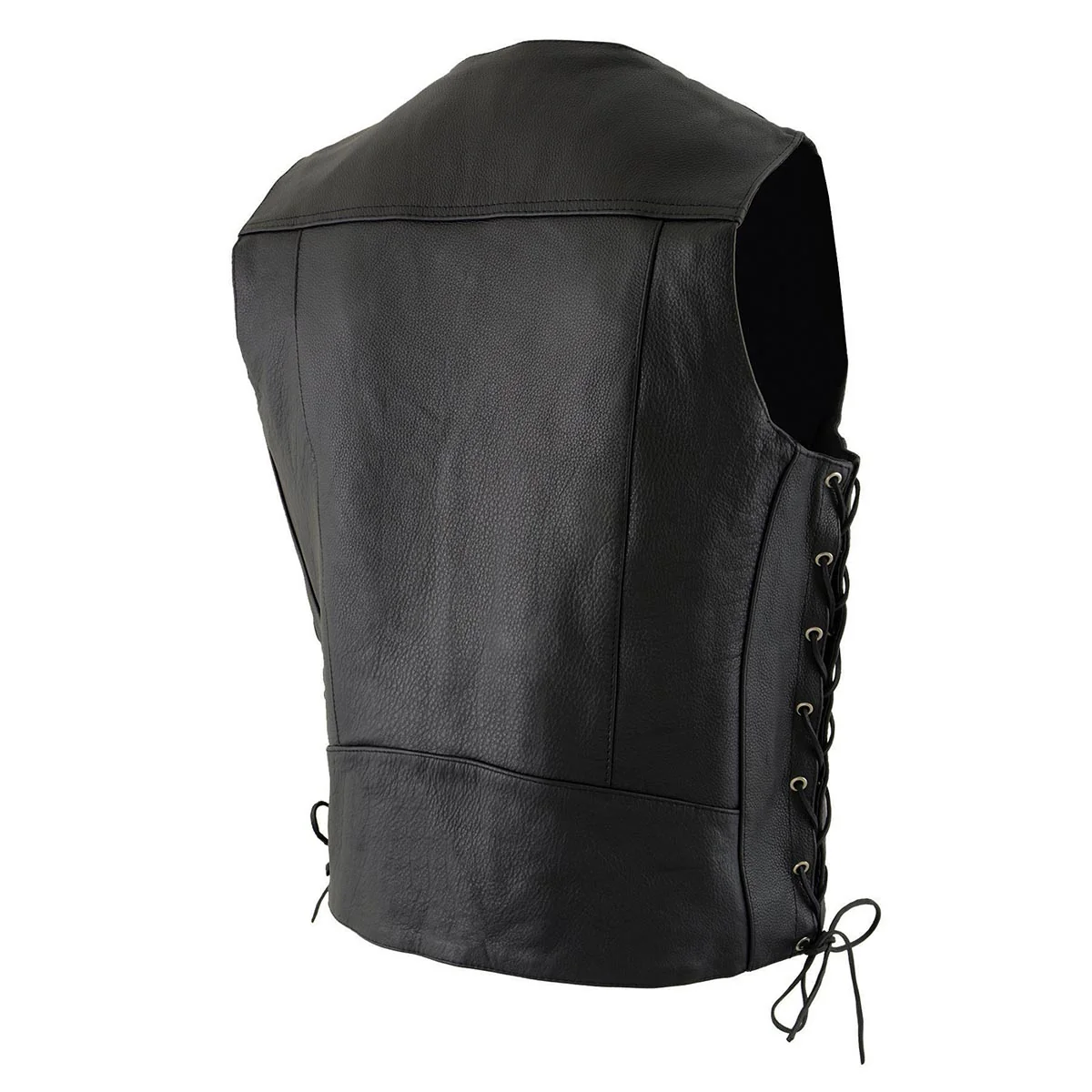 Milwaukee Leather ML1369 Men's Black Premium Leather Side Lace Motorcycle Rider Vest w/ Buffalo Nickel Snaps Closure - Image 5