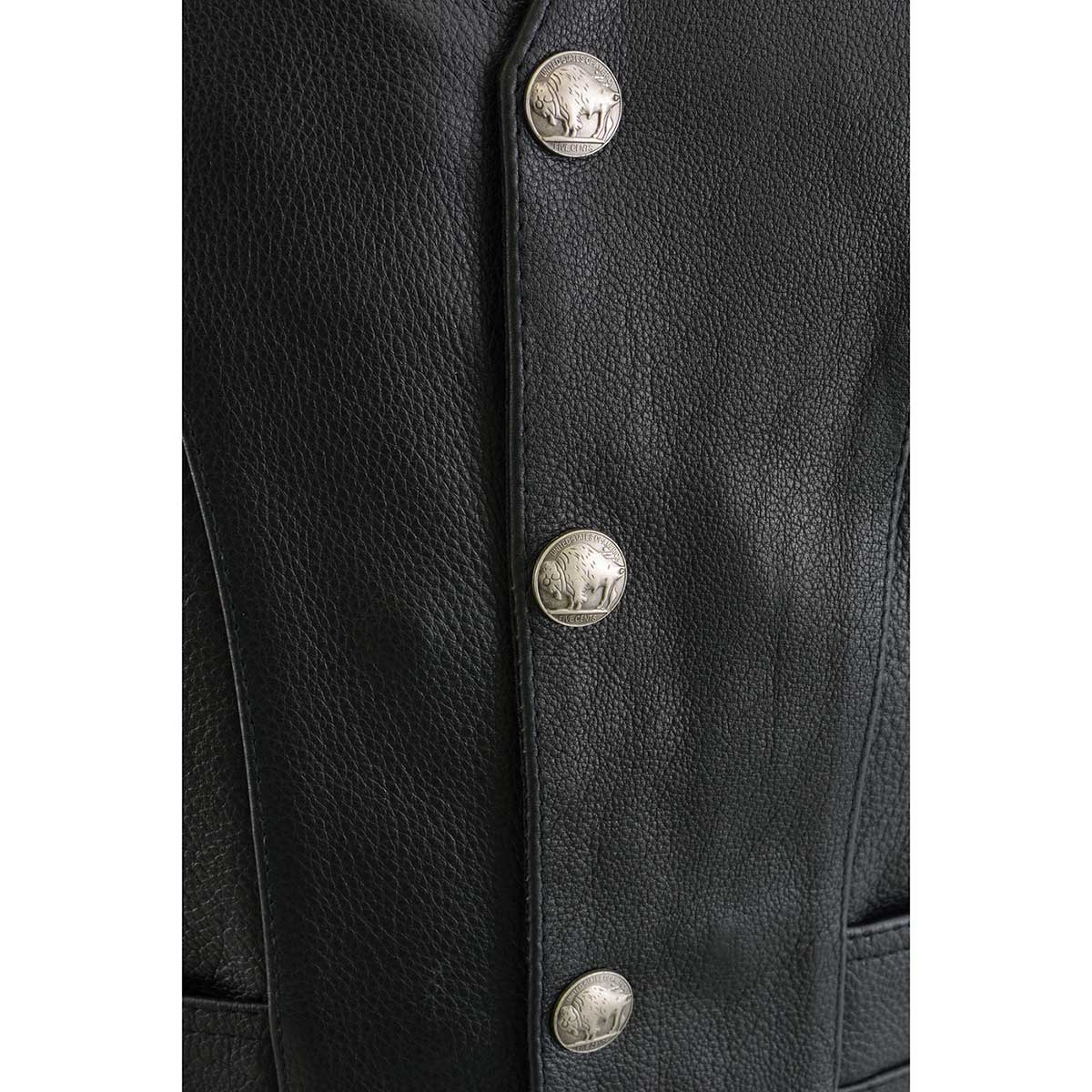Milwaukee Leather ML1369 Men's Black Premium Leather Side Lace Motorcycle Rider Vest w/ Buffalo Nickel Snaps Closure - Image 8