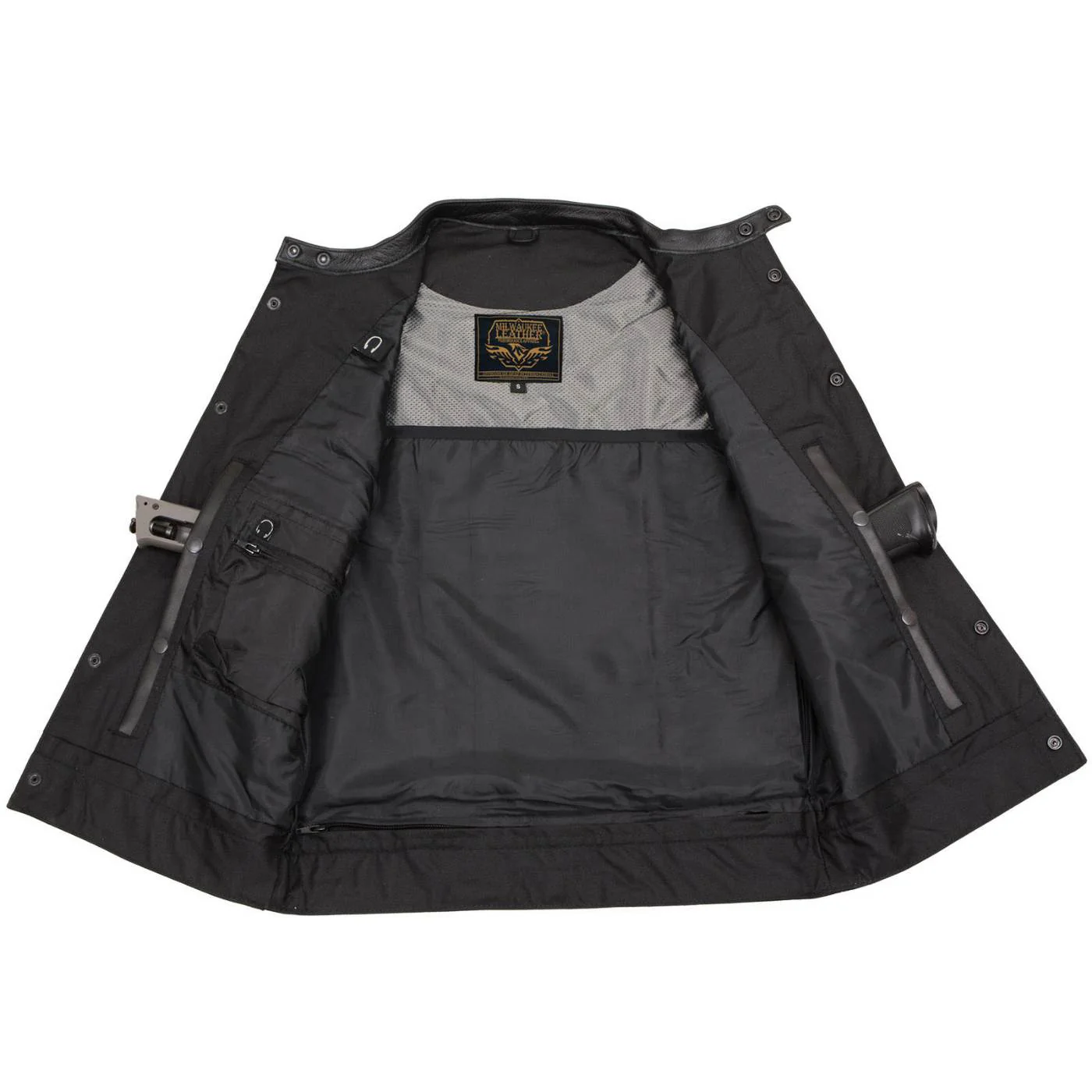 Milwaukee Leather Men's Quick Draw Black Cowhide Leather Motorcycle Vest - LKM3794 - Image 5