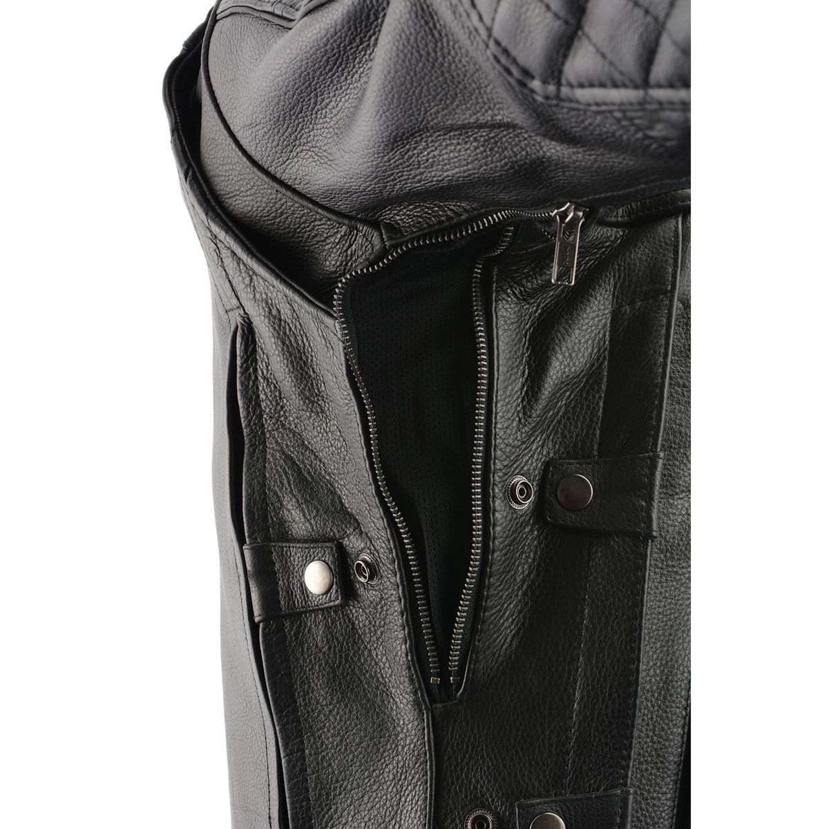 Milwaukee Leather MLM1545 Men's Quilted Pattern Triple Vent Black Leather Scooter Jacket - Image 15