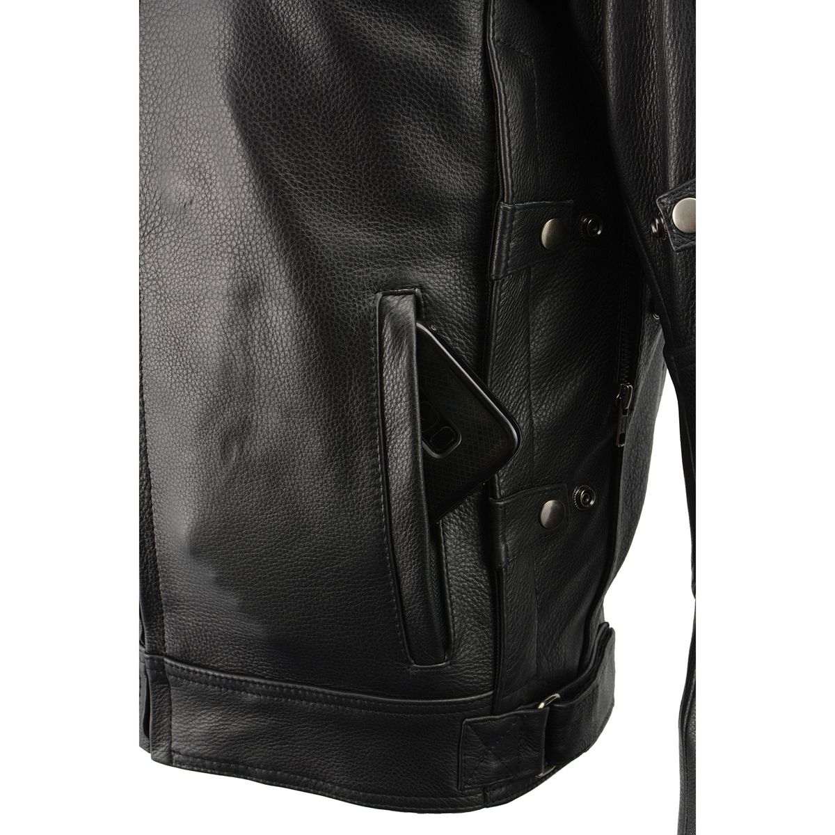 Milwaukee Leather MLM1545 Men's Quilted Pattern Triple Vent Black Leather Scooter Jacket - Image 9