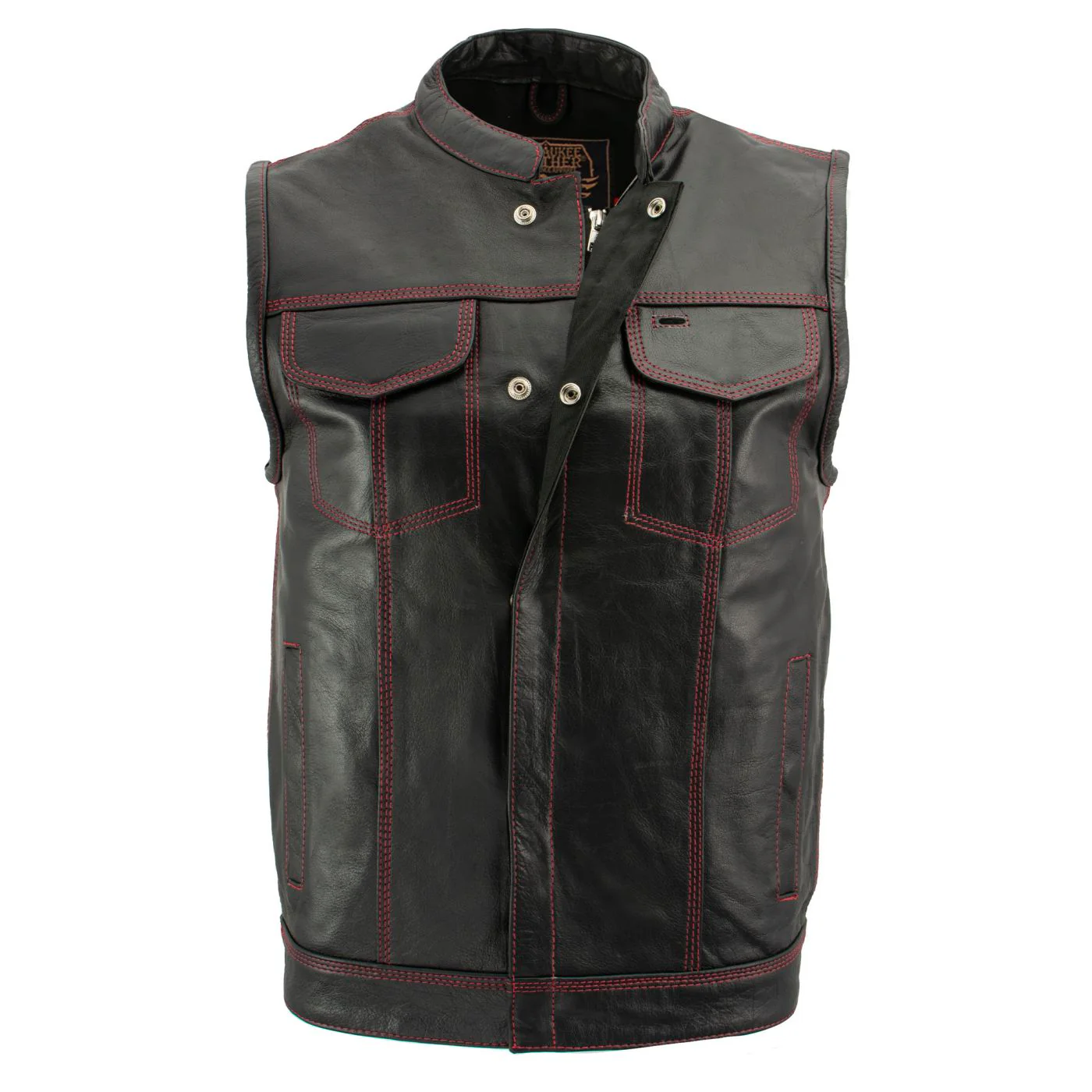 Milwaukee Leather Men's Redline Ledger Club‑Style Motorcycle Premium Leather Vest w/ Red Stitching LKM3788 - Image 7