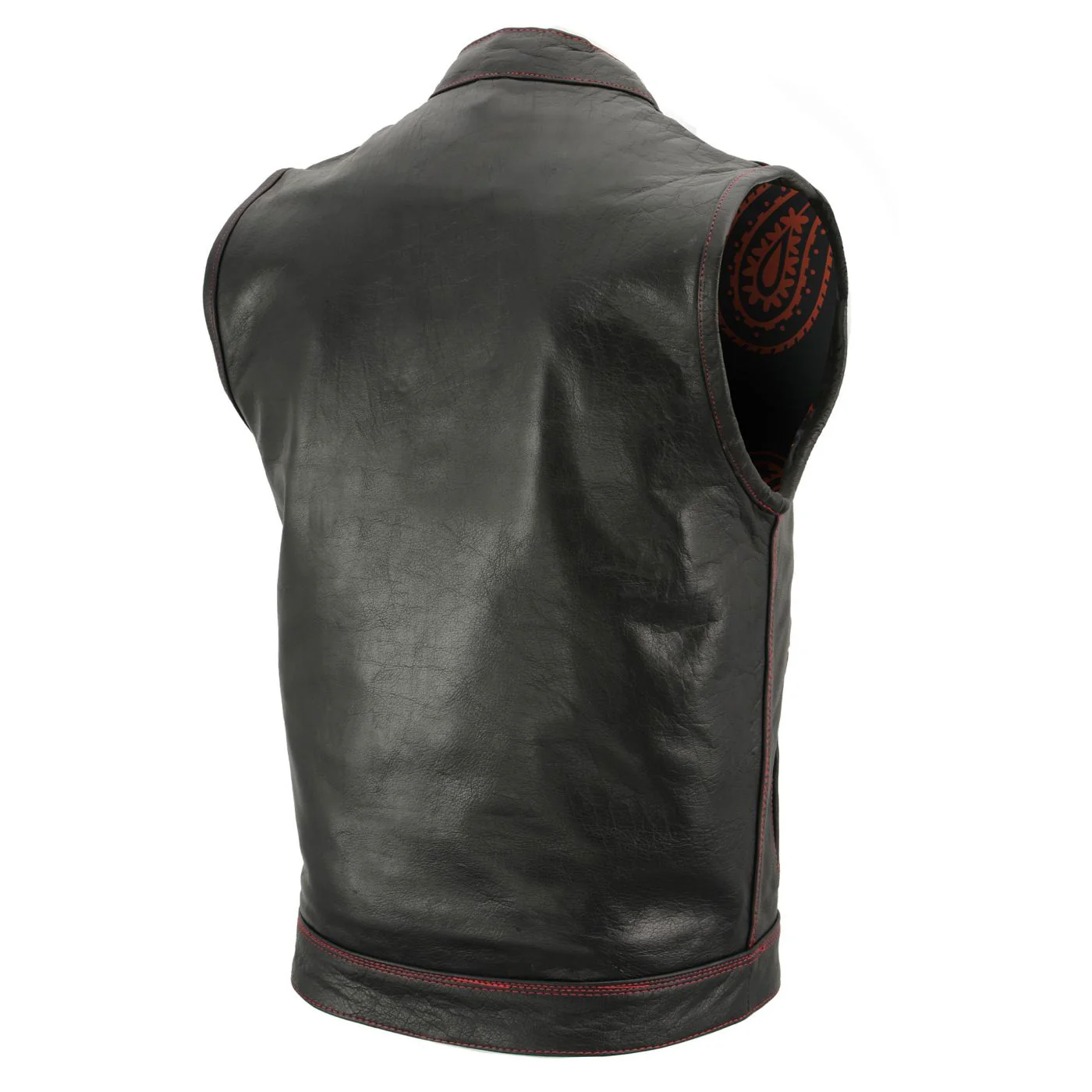 Milwaukee Leather Men's Redline Ledger Club‑Style Motorcycle Premium Leather Vest w/ Red Stitching LKM3788 - Image 8