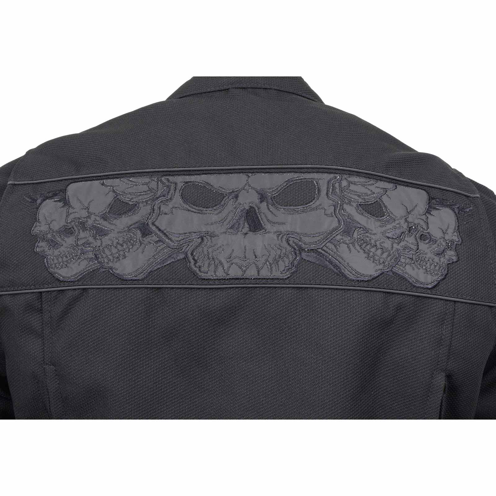 Milwaukee Leather MPM1730 Men's Black Padded Textile All Season Motorcycle Jacket w/ Reflective Skulls Artwork - Image 11
