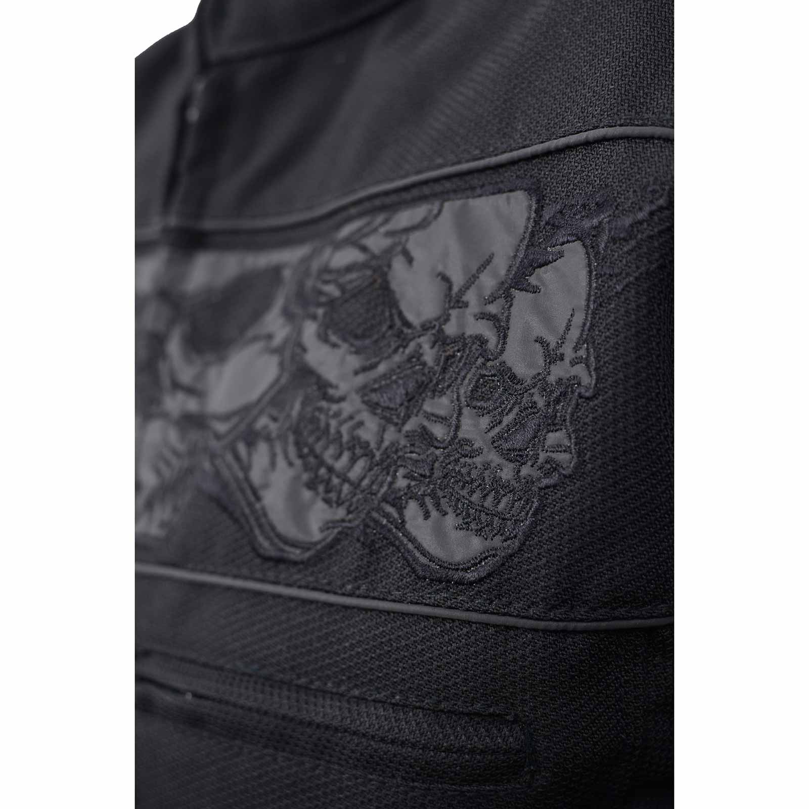 Milwaukee Leather MPM1730 Men's Black Padded Textile All Season Motorcycle Jacket w/ Reflective Skulls Artwork - Image 12