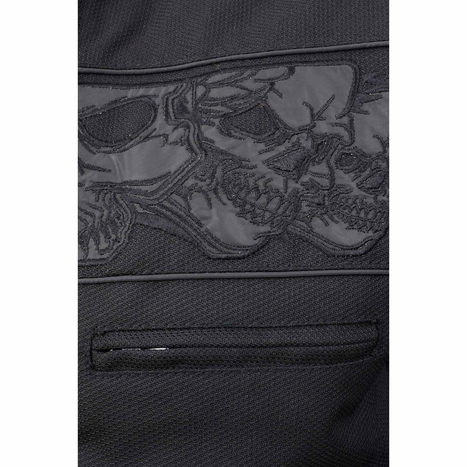 Milwaukee Leather MPM1730 Men's Black Padded Textile All Season Motorcycle Jacket w/ Reflective Skulls Artwork - Image 13