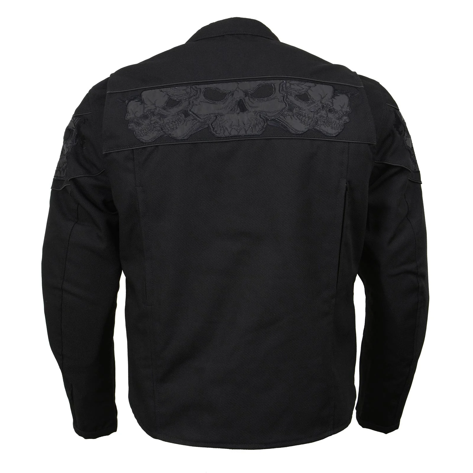 Milwaukee Leather MPM1730 Men's Black Padded Textile All Season Motorcycle Jacket w/ Reflective Skulls Artwork - Image 14