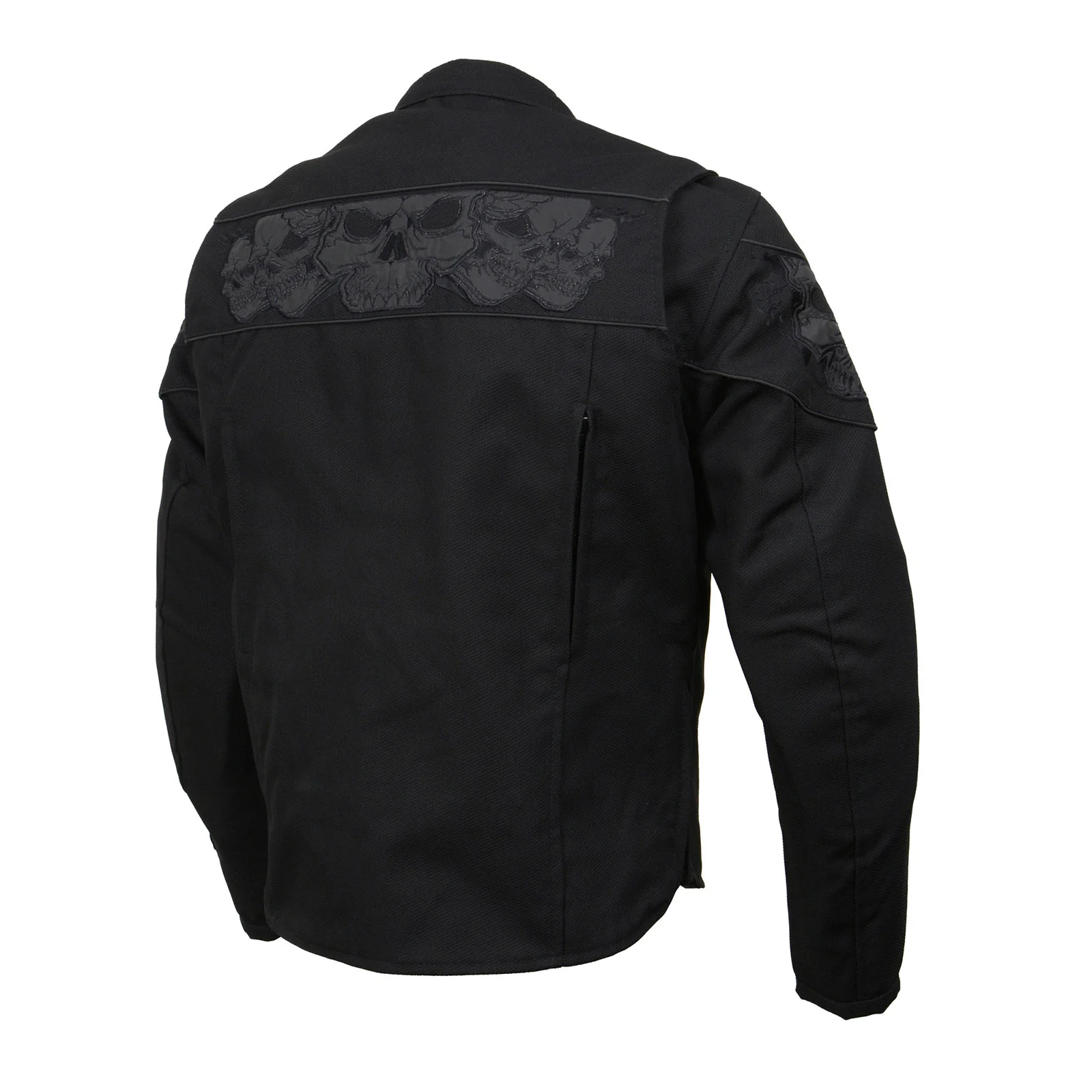 Milwaukee Leather MPM1730 Men's Black Padded Textile All Season Motorcycle Jacket w/ Reflective Skulls Artwork - Image 15