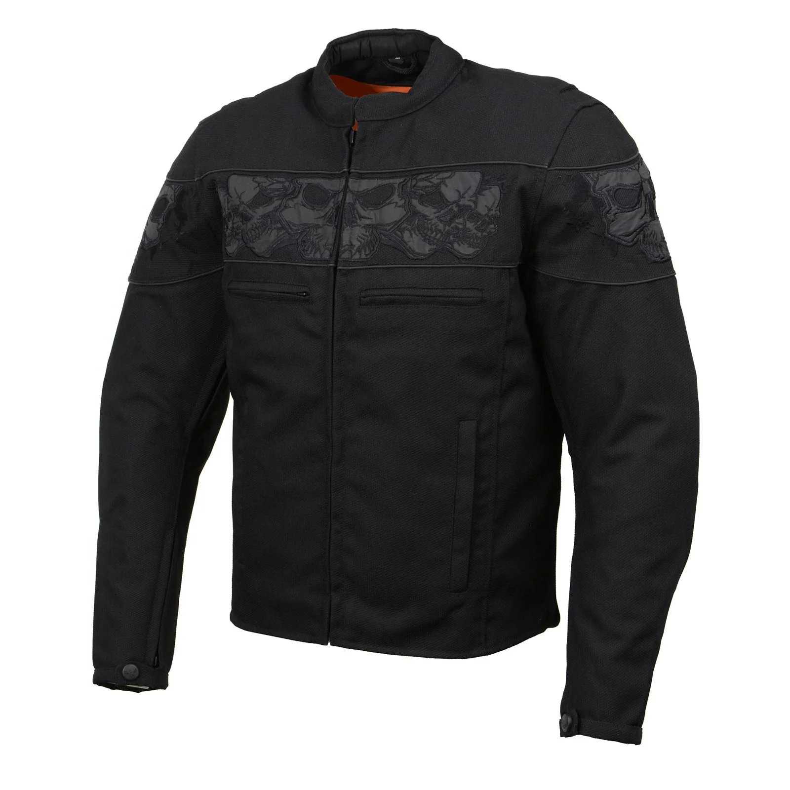 Milwaukee Leather MPM1730 Men's Black Padded Textile All Season Motorcycle Jacket w/ Reflective Skulls Artwork - Image 16