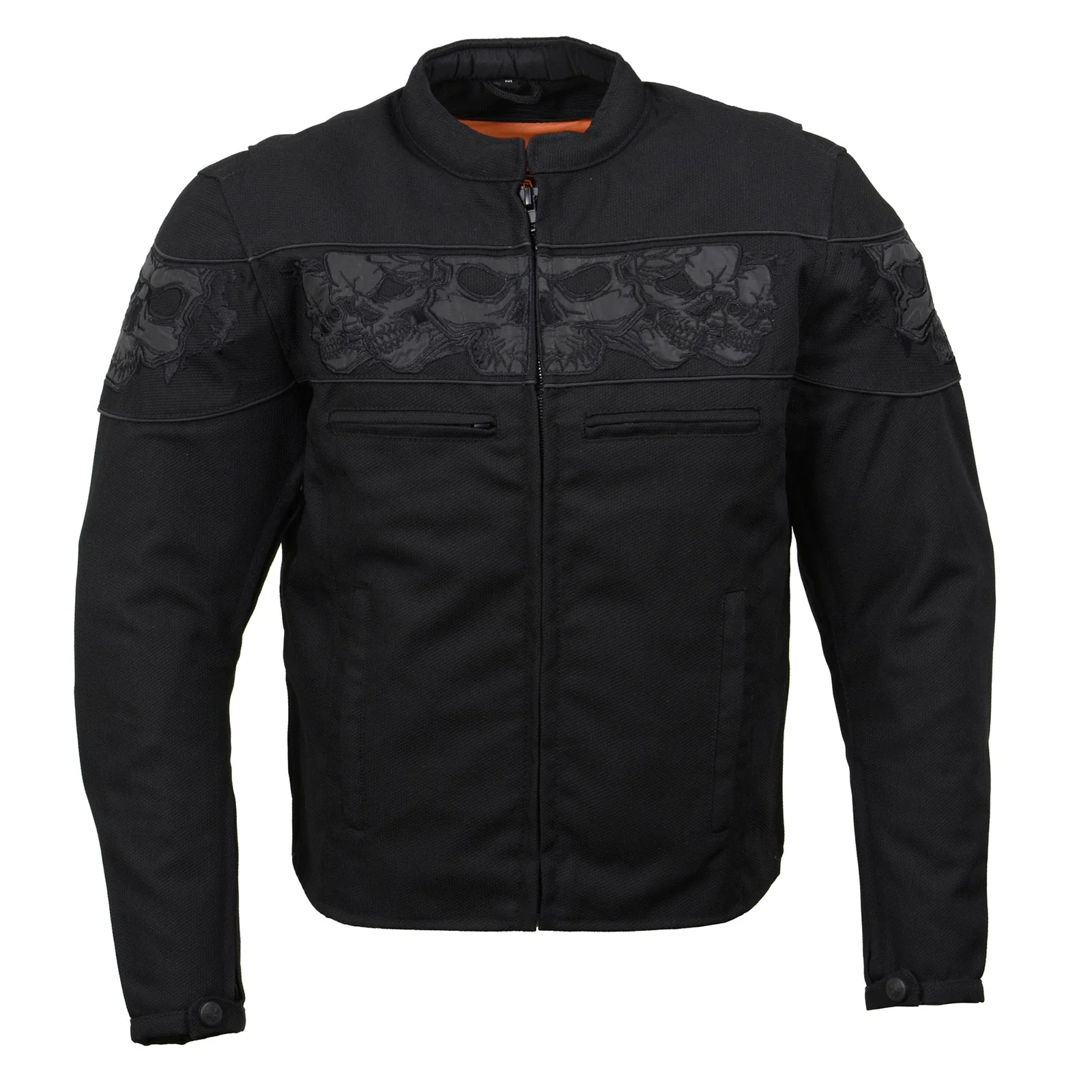 Milwaukee Leather MPM1730 Men's Black Padded Textile All Season Motorcycle Jacket w/ Reflective Skulls Artwork - Image 17