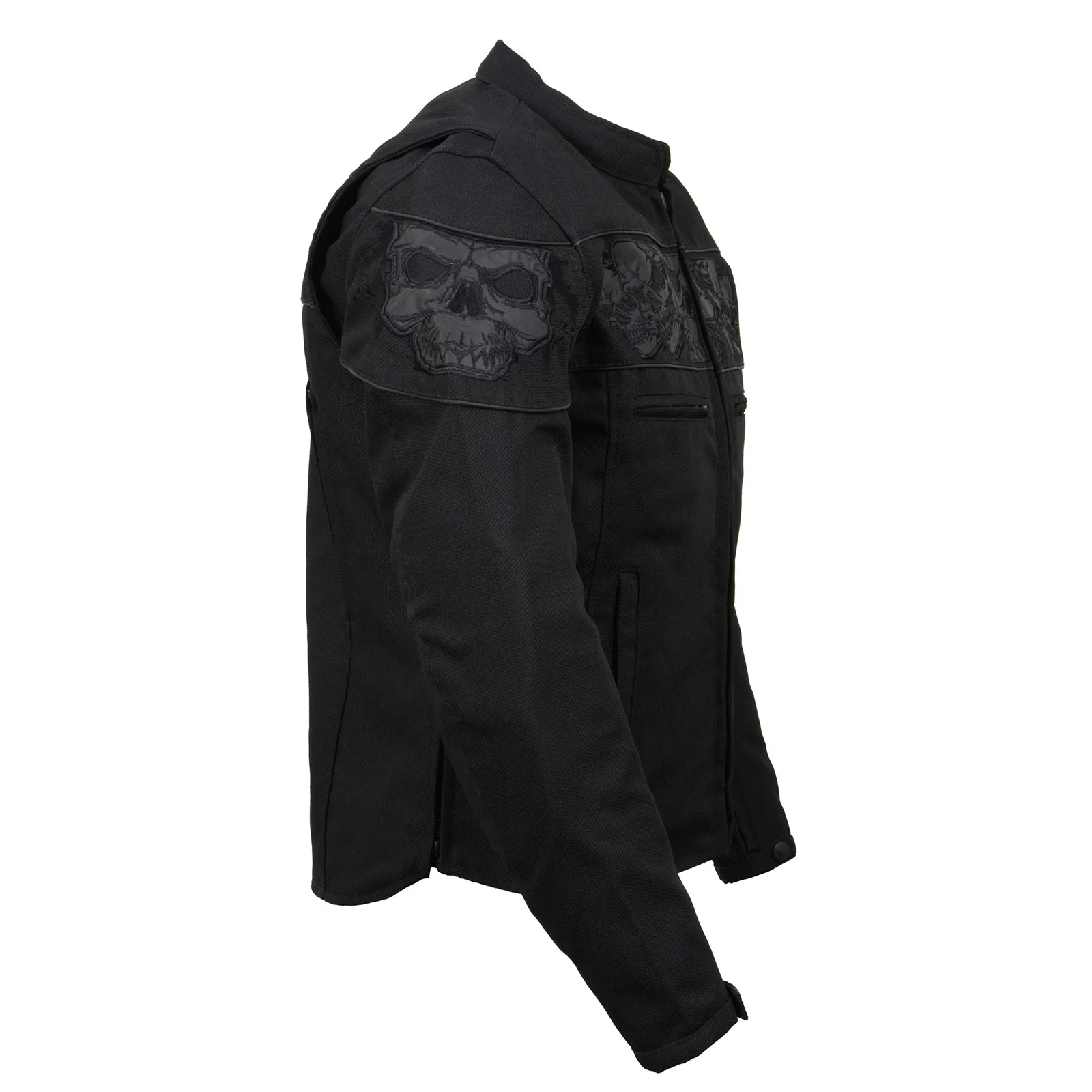Milwaukee Leather MPM1730 Men's Black Padded Textile All Season Motorcycle Jacket w/ Reflective Skulls Artwork - Image 18